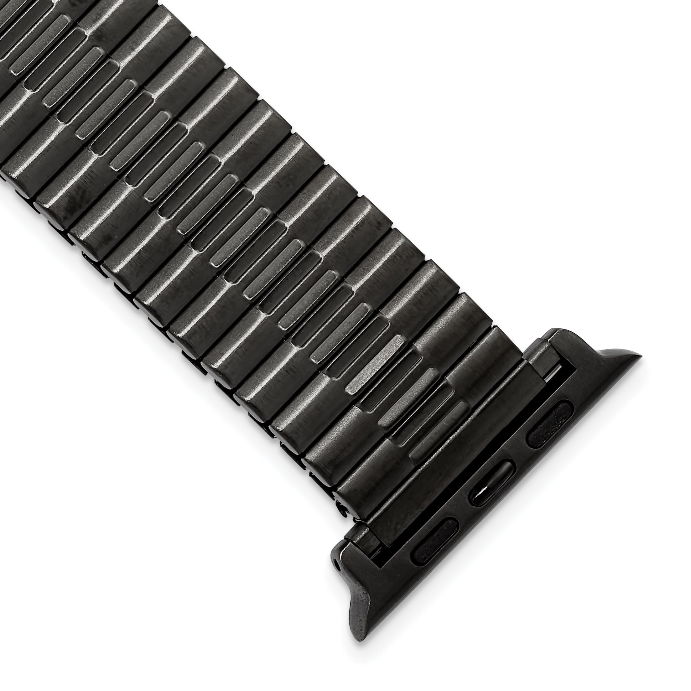 for Apple 42/44/45mm Smart Watch Mens Long Gunmetal Stainless Steel 7.5 inch Expansion Watch Band with Stainless Steel Adapters
