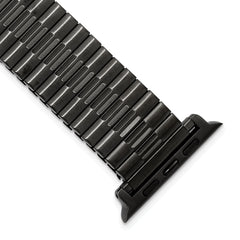 for Apple 42/44/45mm Smart Watch Mens Long Gunmetal Stainless Steel 7.5 inch Expansion Watch Band with Stainless Steel Adapters