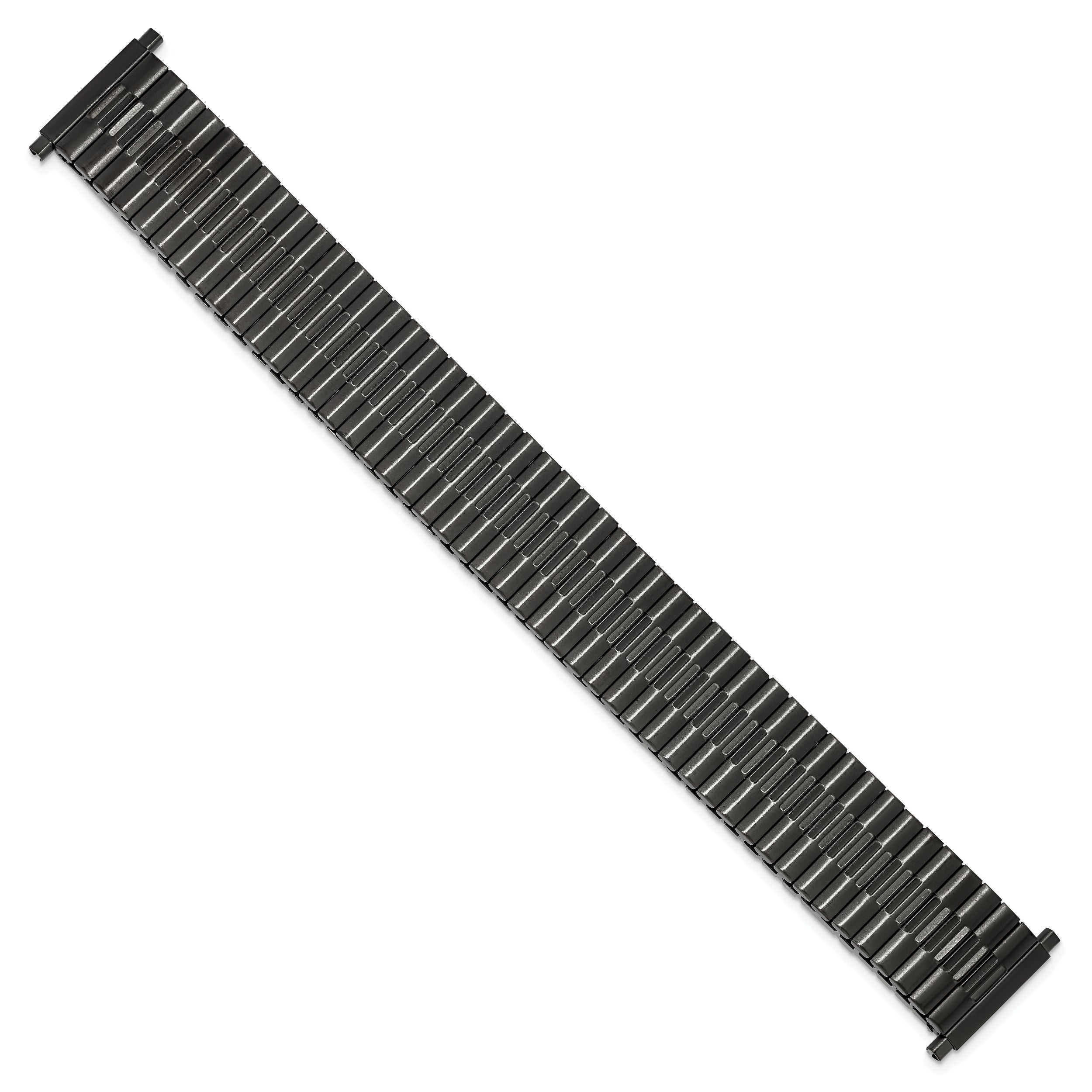 Mens Long 20-24mm Gun Metal IP-plated Stainless Steel 7.5 inch Expansion Watch Band