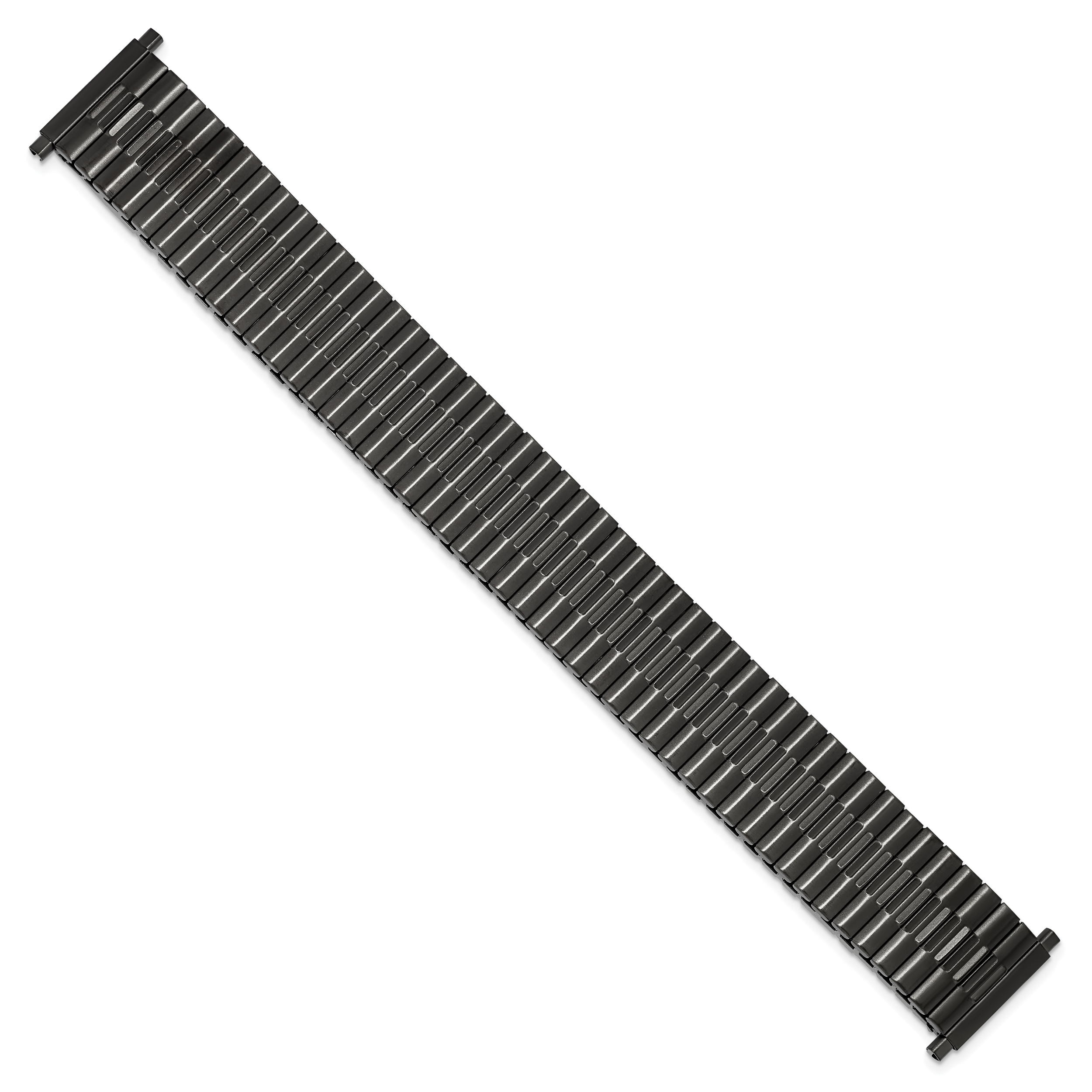 Mens Long 20-24mm Gun Metal IP-plated Stainless Steel 7.5 inch Expansion Watch Band