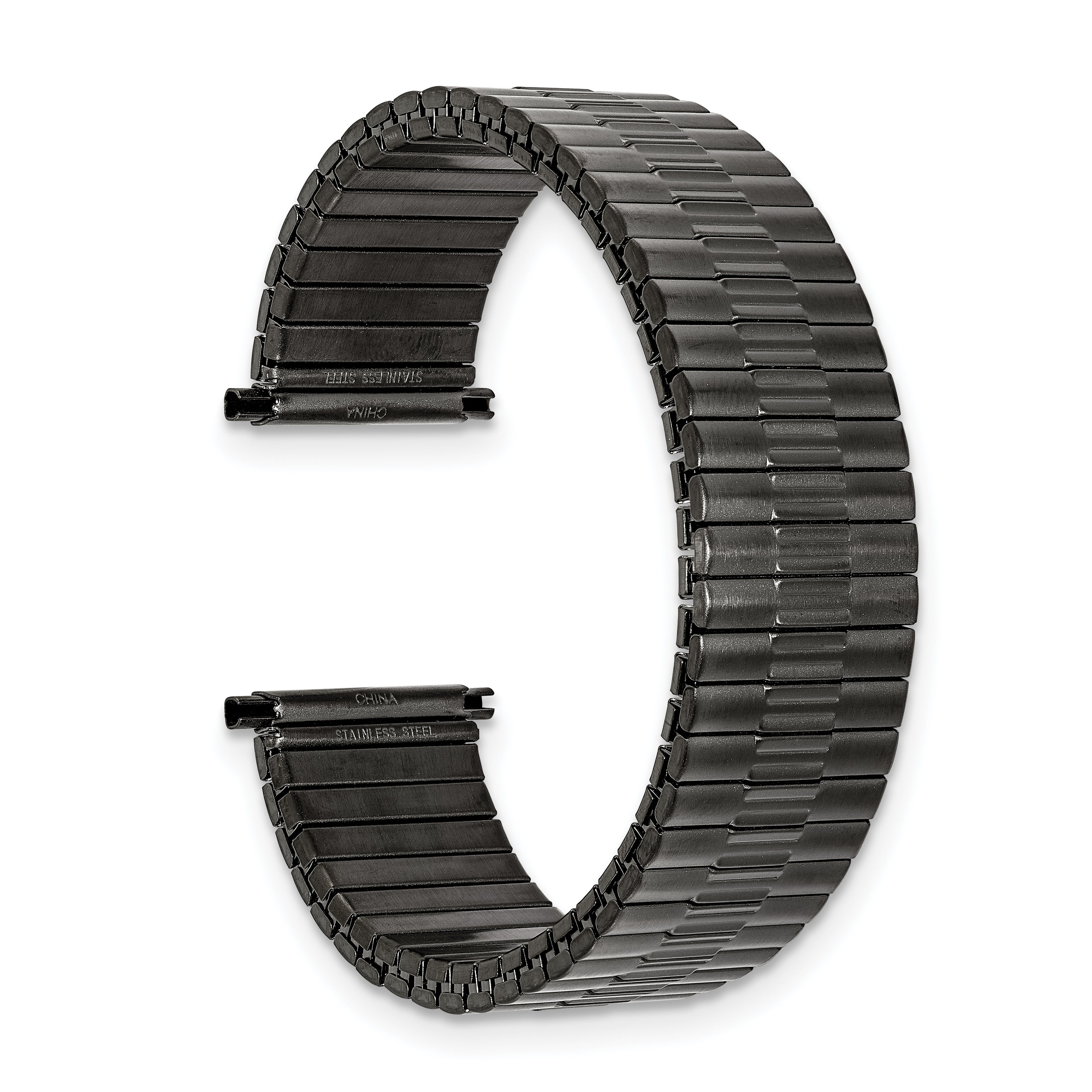 Mens Long 20-24mm Gun Metal IP-plated Stainless Steel 7.5 inch Expansion Watch Band