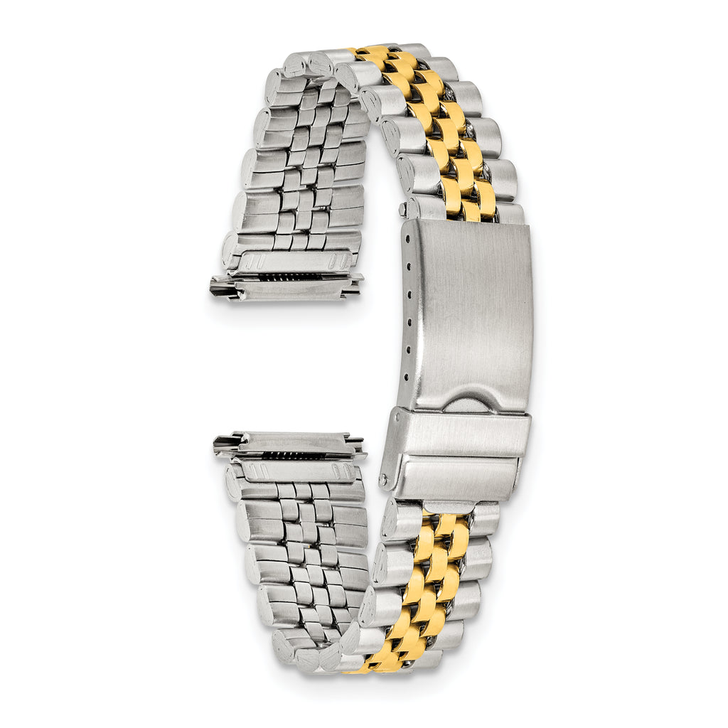 Mens 18-22mm Long Jubilee-Style Satin and Polished Two-tone IP-plated Stainless Steel with Deployment Buckle 7 inch Watch Band