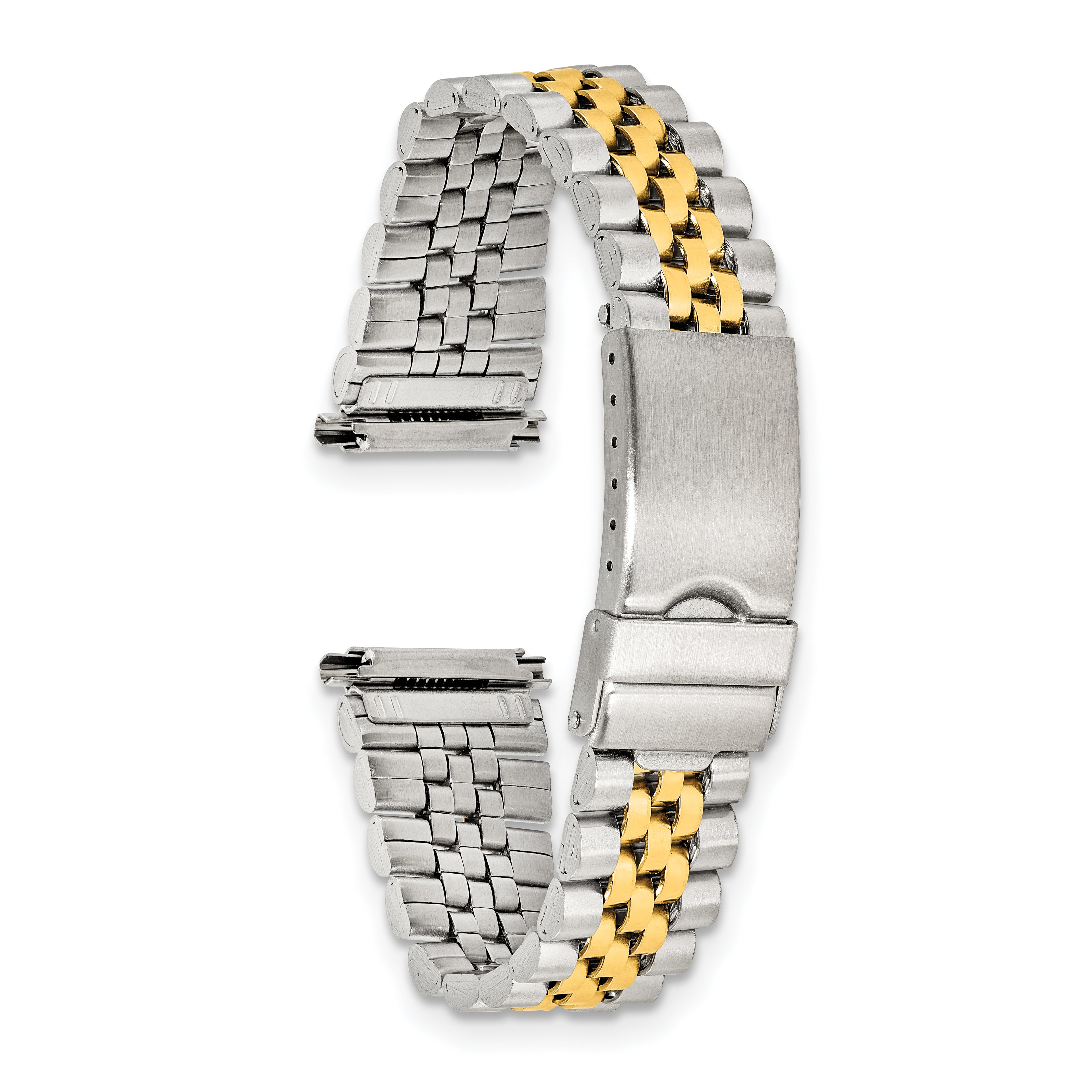 Mens 18-22mm Long Jubilee-Style Satin and Polished Two-tone IP-plated Stainless Steel with Deployment Buckle 7 inch Watch Band