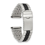 Gilden Mens 18-22mm Long Jubilee-Style Satin and Polished Black IP-plated Stainless Steel with Deployment Buckle 7 inch Watch Band