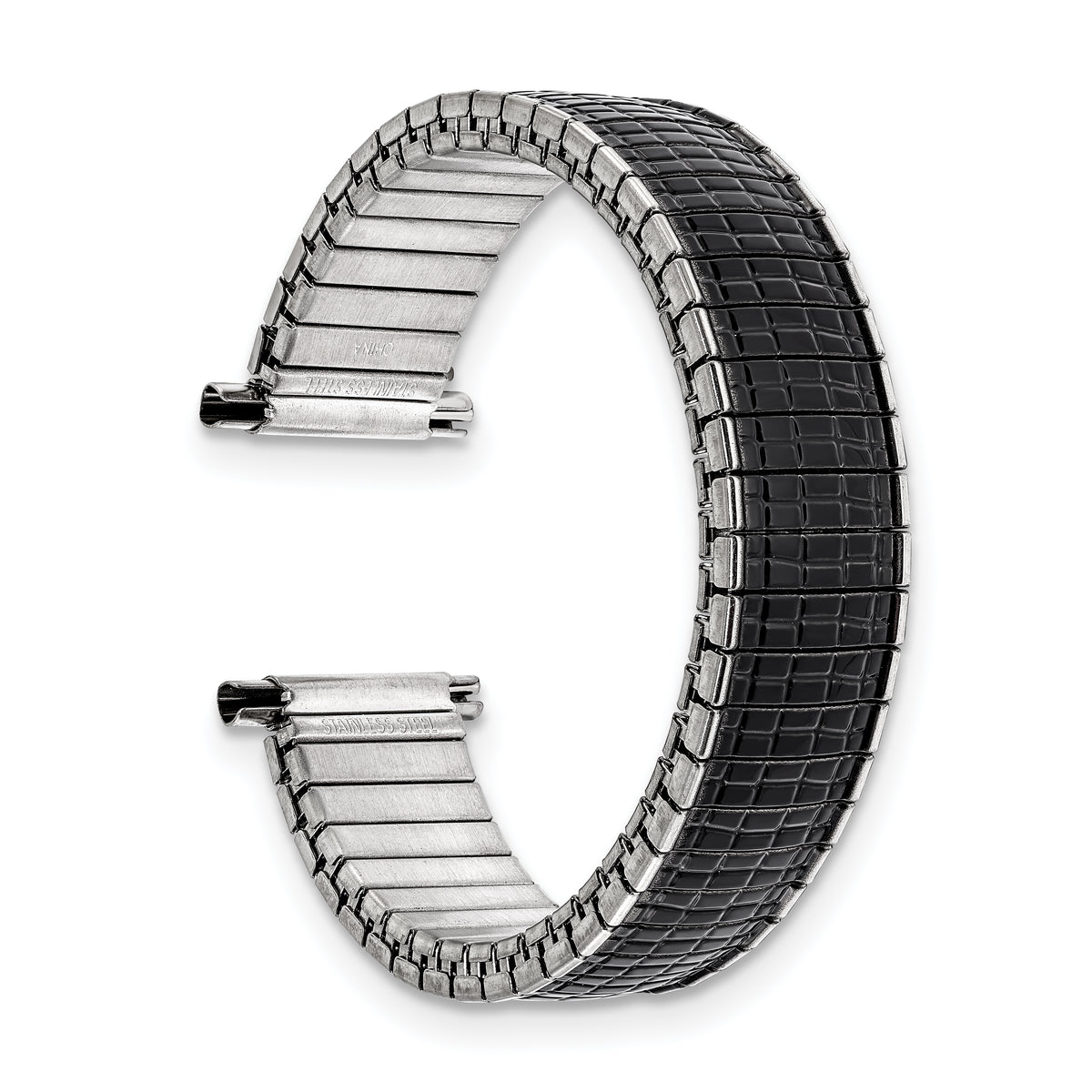 Gilden Romunda Mens 16-20mm Black and Silver-tone Stainless Steel 6.5 inch Expansion Watch Band