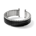 Gilden Romunda Mens 16-20mm Black and Silver-tone Stainless Steel 6.5 inch Expansion Watch Band