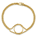 Wideband Distinguished Coin Jewelry 14k Polished Double Rope 16.5mm Prong Coin Bezel Bracelet - Sophia Jewelers