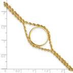 Wideband Distinguished Coin Jewelry 14k Polished Double Rope 16.5mm Prong Coin Bezel Bracelet - Sophia Jewelers