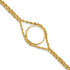 Wideband Distinguished Coin Jewelry 14k Polished Double Rope 16.5mm Prong Coin Bezel Bracelet - Sophia Jewelers