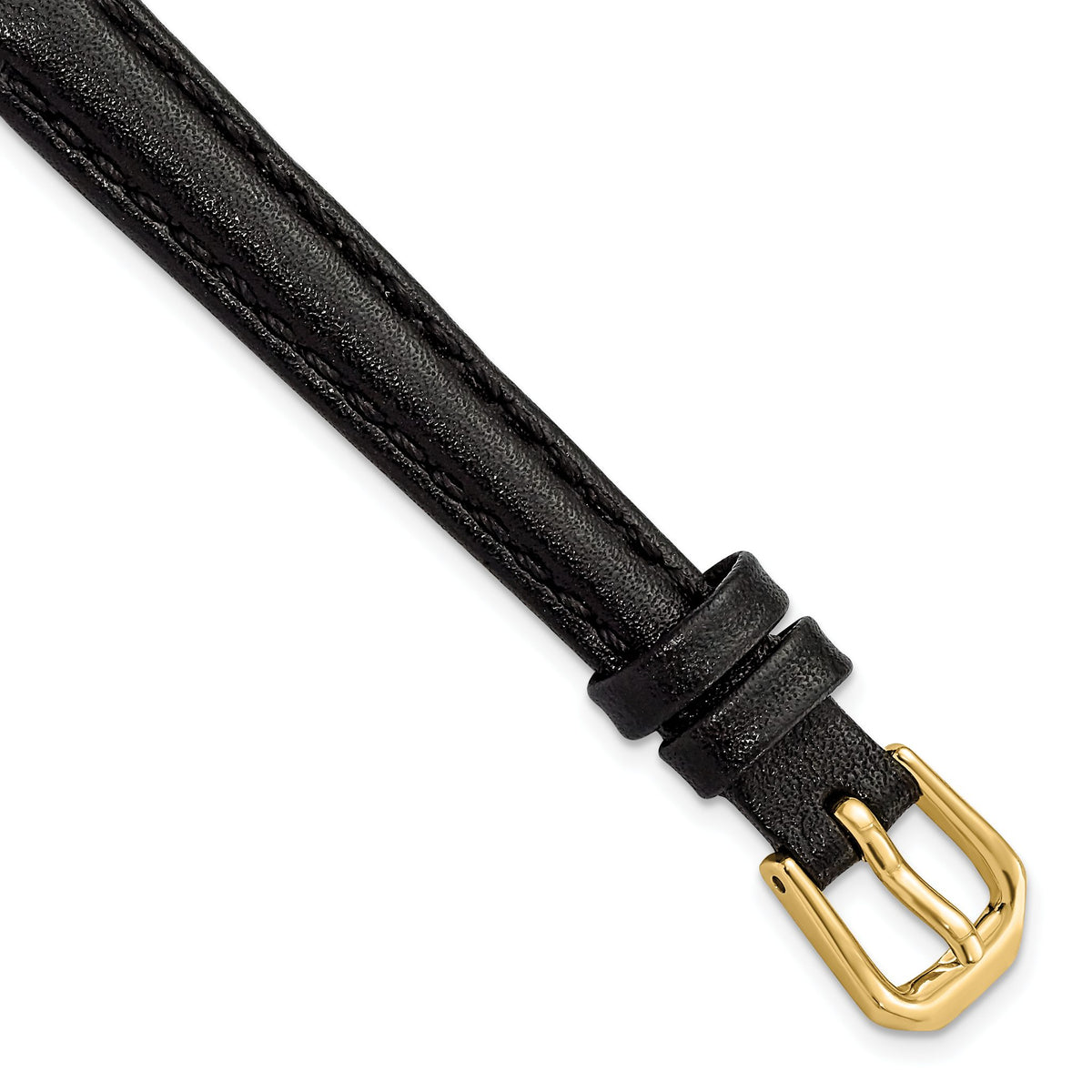 Black Smooth Leather Watch Band with Gold-Tone Buckle, 15mm - Sophia Jewelers