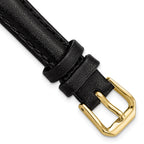 Smooth Leather Watch Band in Black with Gold-Tone Buckle