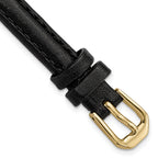 8mm Black Smooth Leather with Gold-tone Buckle 6.75 inch Watch Band