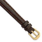 10mm Dark Brown Smooth Leather with Gold-tone Buckle 6.75 inch Watch Band