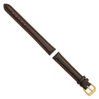 DeBeer 13mm Dark Brown Smooth Leather with Gold-tone Buckle 6.75 inch Watch Band