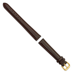DeBeer 14mm Dark Brown Smooth Leather with Gold-tone Buckle 6.75 Watch Band