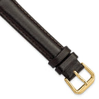 Smooth Leather Watch Band in Dark Brown with Gold-Tone Buckle, 19mm