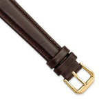 Smooth Leather Watch Band in Dark Brown with Gold-Tone Buckle, 19mm