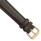 Smooth Leather Watch Band in Dark Brown with Gold-Tone Buckle, 19mm