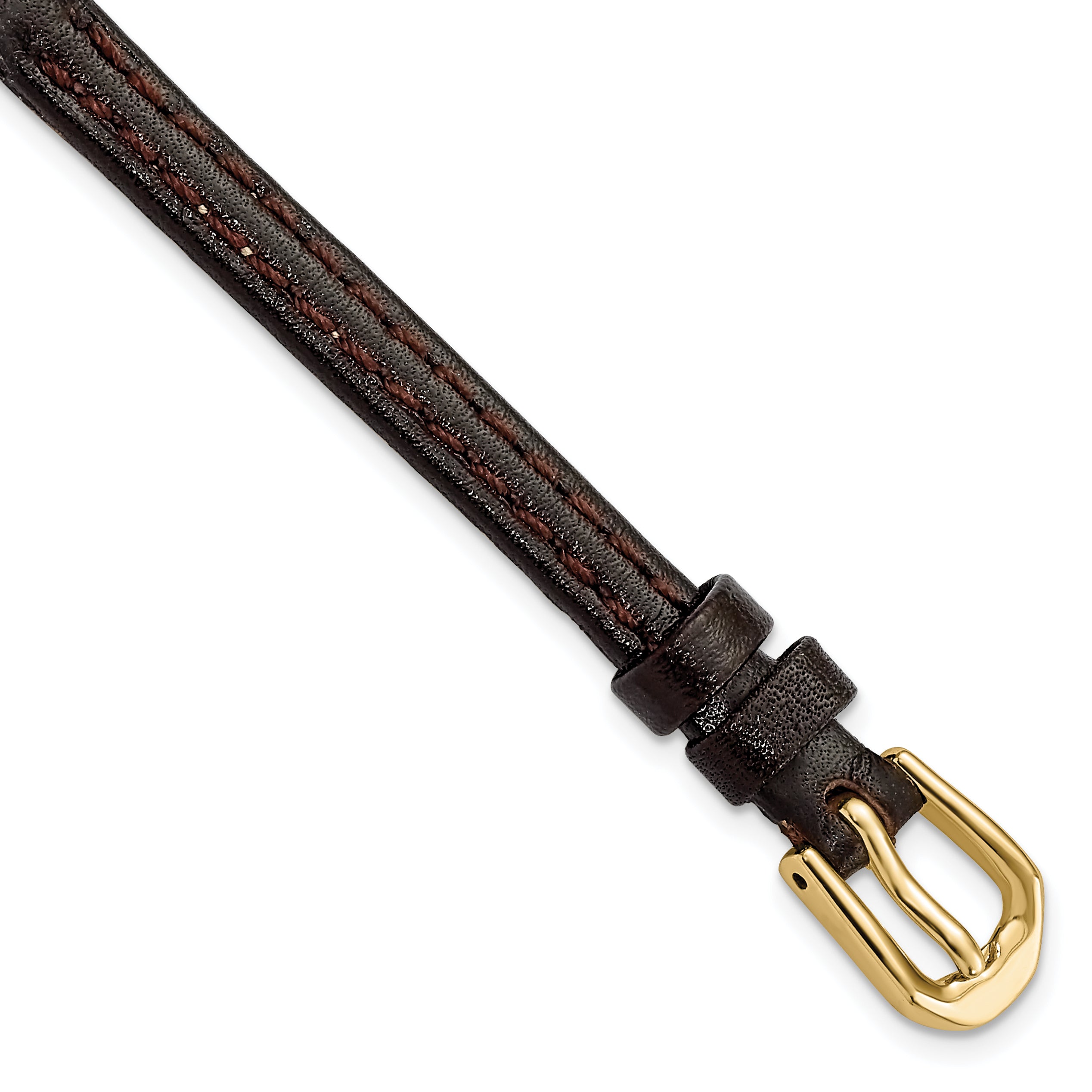 6mm Dark Brown Smooth Leather with Gold-tone Buckle 6.75 inch Watch Band