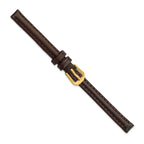 8mm Dark Brown Smooth Leather with Gold-tone Buckle 6.75 inch Watch Band