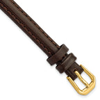 8mm Dark Brown Smooth Leather with Gold-tone Buckle 6.75 inch Watch Band