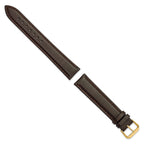 DeBeer 20mm Extra Long Dark Brown Smooth Leather with Gold-tone 9.5 inch Watch Band