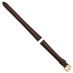 12mm Long Dark Brown Smooth Leather with Gold-tone Buckle 7.5 inch Watch Band