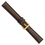 DeBeer 16mm Long Dark Brown Smooth Leather with Gold-tone Buckle 8.5 inch Watch Band