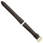 DeBeer 19mm Long Dark Brown Smooth Leather with Gold-tone Buckle 8.5 inch Watch Band