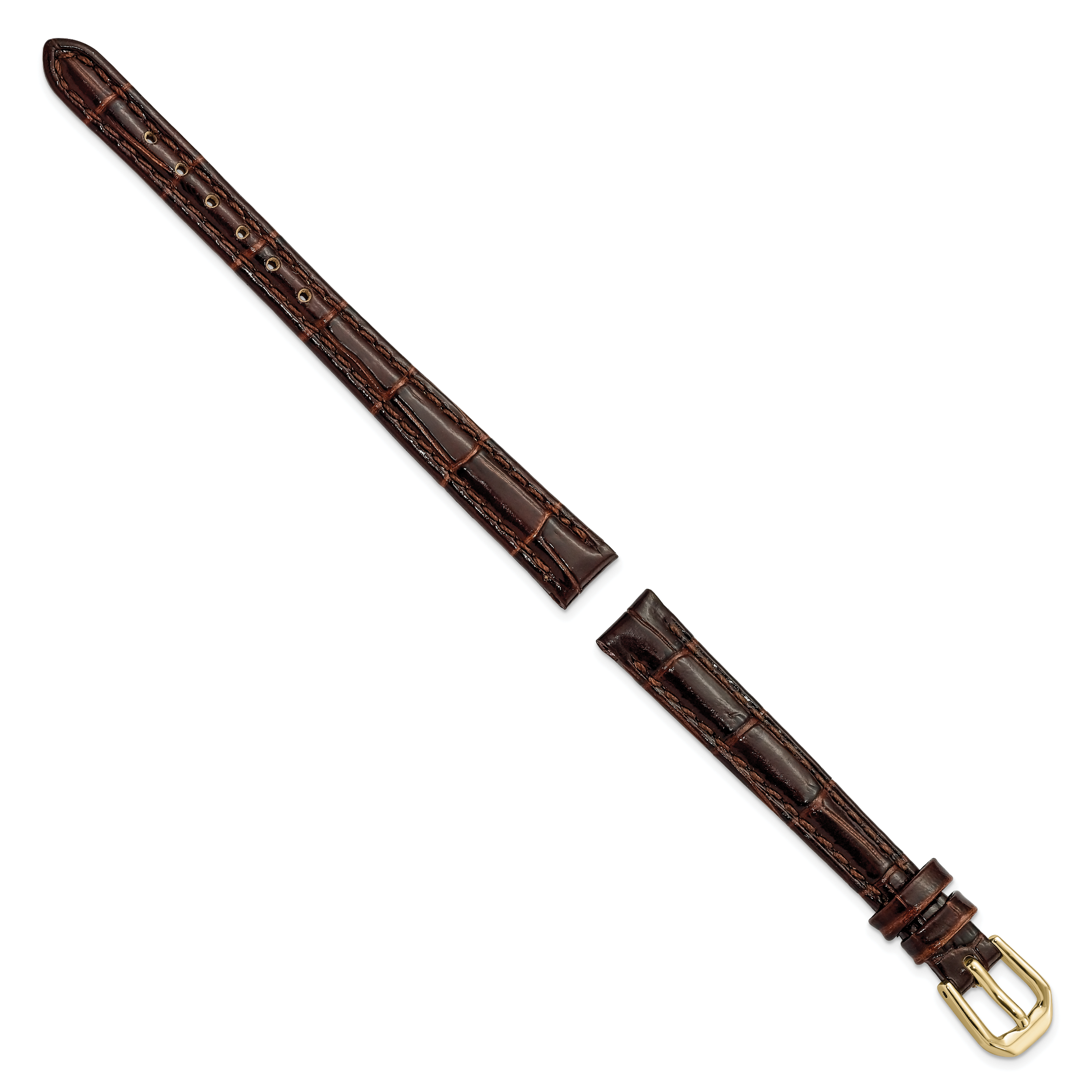 Crocodile-Grain Leather Watch Band in Brown, 19mm Secondary image