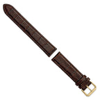 DeBeer 19mm Brown Crocodile Grain Leather with Dark Stitching and Gold-tone Buckle 7.5 inch Watch Band