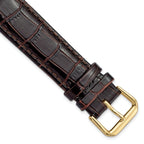 Crocodile-Grain Leather Watch Band in Brown, 19mm