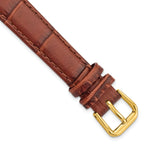Alligator-Grain Leather Watch Band in Havana Brown, 19mm
