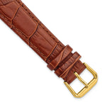 Alligator-Grain Leather Watch Band in Havana Brown, 19mm - Sophia Jewelers