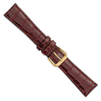 Alligator-Grain Leather Watch Band in Havana Brown, 19mm - Sophia Jewelers