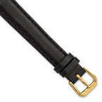 Black Smooth Leather Watch Band with Gold-Tone Buckle, 16mm - Sophia Jewelers