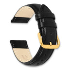 14mm Short Black Smooth Leather with Gold-tone Buckle 6.25 inch Watch Band - Sophia Jewelers