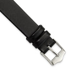 Smooth Flat Leather Watch Band in Black, 20mm