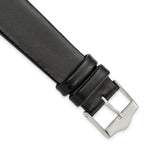 Smooth Flat Leather Watch Band in Black, 20mm