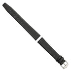 Smooth Flat Leather Watch Band in Black with Silver-Tone Buckle, 20mm - Sophia Jewelers