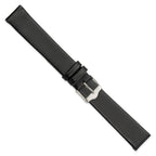 Smooth Flat Leather Watch Band in Black with Silver-Tone Buckle, 20mm - Sophia Jewelers