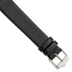 Smooth Flat Leather Watch Band in Black with Silver-Tone Buckle, 20mm - Sophia Jewelers