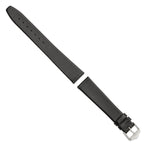 Smooth Flat Leather Watch Band in Black with Silver-Tone Buckle, 20mm - Sophia Jewelers