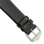 Smooth Flat Leather Watch Band in Black with Silver-Tone Buckle, 20mm - Sophia Jewelers