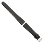 Smooth Flat Leather Watch Band in Black with Silver-Tone Buckle, 20mm - Sophia Jewelers