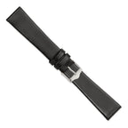 Smooth Flat Leather Watch Band in Black with Silver-Tone Buckle, 20mm - Sophia Jewelers