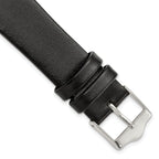 Smooth Flat Leather Watch Band in Black with Silver-Tone Buckle, 20mm - Sophia Jewelers