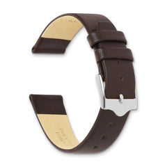 20mm Brown Smooth Flat Leather with Silver-tone Buckle 7.5 inch Watch Band