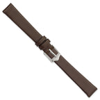 12mm Brown Smooth Flat Leather with Silver-tone Buckle 6.75 inch Watch Band - Sophia Jewelers