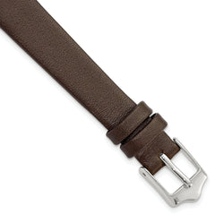 12mm Brown Smooth Flat Leather with Silver-tone Buckle 6.75 inch Watch Band